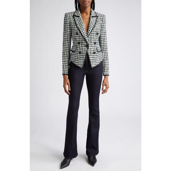 Veronica Beard Diego Dickey Jacket Black White Check Plaid Tweed Blazer Size 8 - Picture 2 of 15